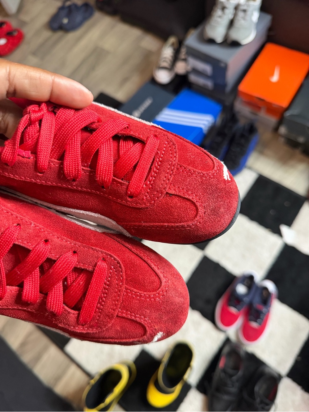 Puma Kids Red Suede Sneakers with White Formstrip - Picture 9 of 9